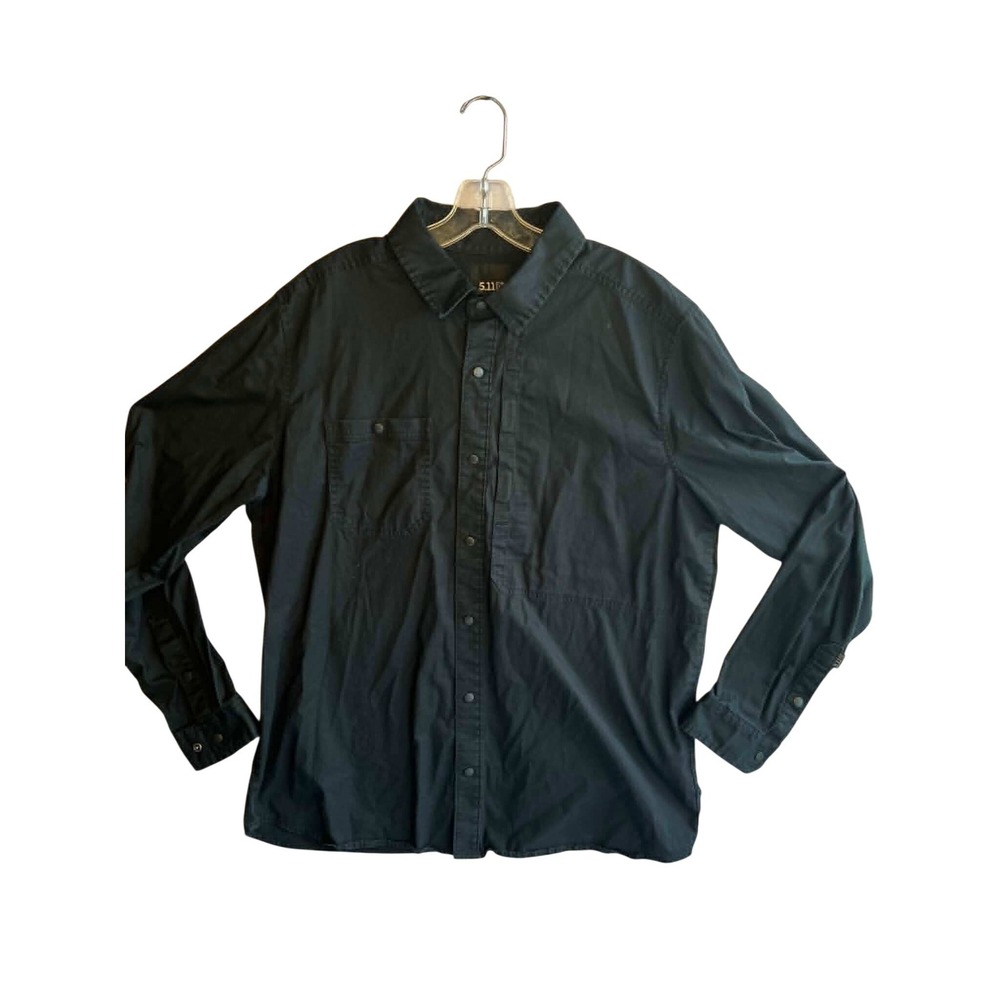 5.11 Tactical Mens Black Long Sleeve Snap Front Shirt 72548-019 Large